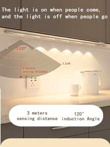 1pc Rechargeable Battery Powered LED Night Light With Motion Sensor, 3 Brightness Modes, Wireless Cabinet Light, Adhesive Mounting, Suitable For Kitchen, Hallway, Vehicle, Closet, Display Cabinet, Wardrobe, Smart Cabinet, Living Room, Wall Decor, Bedroom, Home Decor - 彩色 - 查看 11