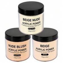 LIMEGIRL 3件套超硬亚克力美甲粉 - 4盎司/120克 专业亚克力美甲粉，大容量，适用于亚克力美甲、3D法式美甲、美甲延长和雕刻，裸色、米色 - 彩色 - 查看 11