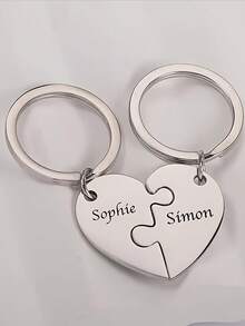 Personalized Interlocking Heart Puzzle Keychain,Custom Couple Names Engraved, Vintage Keychains,Romantic Gift For Valentine's Day, Anniversary, Wedding, Birthday - Matching Love Token For Couples, Him & Her - Durable Metal-Like Design With Heart-Shaped Pieces & Key Ring,College Style - Multicolor - View 9