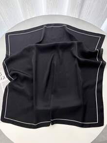 1 chiếc khăn quàng cổ màu trơn, khăn choàng nhỏ/băng đô cho nữ, khăn vuông 70x70cm - màu đen - Xem 4