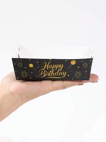 12个装黑色金色生日纸盘，金色箔纸设计，生日快乐一次性纸盘，生日派对小吃盘，纸盘，甜点盘，派对拼盘，生日装饰，生日礼物，家居装饰，桌面装饰，新年派对用品，厨房配件，厨房收纳 - 黑金生日 - 查看 11