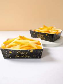 12个装黑色金色生日纸盘，金色箔纸设计，生日快乐一次性纸盘，生日派对小吃盘，纸盘，甜点盘，派对拼盘，生日装饰，生日礼物，家居装饰，桌面装饰，新年派对用品，厨房配件，厨房收纳 - 黑金生日 - 查看 9