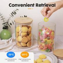 2/4/6pcs Kitchen Food Glass Storage Jars, Candy Jars, Airtight Glass Jars, Coffee Bean Containers, Glass Spice Jars With Bamboo Lids, Kitchen Organizers, Suitable For Kitchen Spices, Coffee, Grains, Candy, Cookies, Pasta, Home Kitchen Tabletop Decor, Stackable, Suitable For Holiday And Wedding Gifts - Clear - View 5