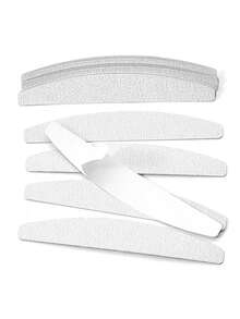 50片装可重复使用自粘式指甲锉，100/180/240目替换砂纸指甲锉，适用于家庭和美甲沙龙使用，1个不锈钢半圆形可替换指甲锉垫，美甲工具，指甲护理用品，可拆卸直砂纸，带钢柄的指甲锉替换片，1/5/10/20/40/50片装指甲锉，美甲护理工具 - 淺灰色 - 查看 5