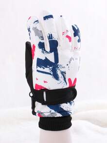 1 双 5-12 岁儿童冬季保暖带内衬户外防风防水防滑滑雪手套 - 彩色 - 查看 6