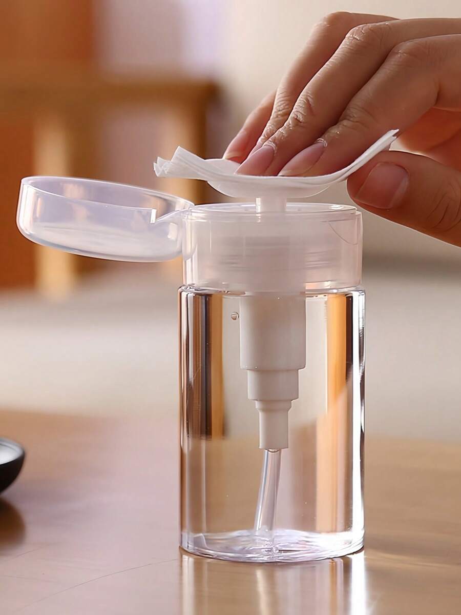 1pc 200ML Empty Makeup Remover Subpackage Bottle, Travel Essentials Push Down Empty Pump Dispenser Bottle Professional Push Down Liquid Pumping Empty Bottle Dispenser For Nail Polish And Makeup Remover, Living Room Home Bedroom Bathroom House Decor, Travel Stuff, Wedding, Party, Birthday, Gifts For Men Mom Dad Friends, New Years, Accessories, Funny Gift Push Down Pump Dispenser Travel Accessories Dormitory Bathroom Essentials, Essentials For Business Trips And Travel - Trong sáng - Xem 1