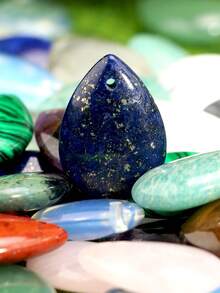 2pcs Natural Stone Water Drop Shaped Pendant DIY Jewelry Making Accessories, Amethyst & Lapis Lazuli & Blue Limestone Pendant - Multicolor - View 5