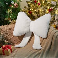 Almohadas navideñas con lazo, almohadas navideñas, almohada rellena con forma de lazo, linda almohada con lazo suave, lindas almohadas - Blanco M - Ver 2