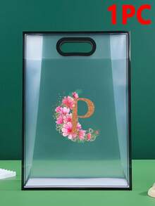 5/1pc Gift Bag, A-Z 26 Letter Design Waterproof Gift Bag - Fashionable Portable Wedding Gift Bag, Small Black & White PVC Transparent Tote Bag, Insertable Christmas Gift Bag, Wedding Gift, Holiday Gift