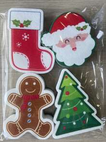 1 Paquete de Esponjas Navideñas de Dibujos Animados - Cepillos de Limpieza Multiusos para Platos, Hogar, Baño, Superficies de Vidrio - Ideal para Regalos Navideños
