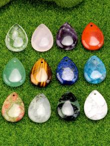 2pcs Natural Stone Water Drop Shaped Pendant DIY Jewelry Making Accessories, Amethyst & Lapis Lazuli & Blue Limestone Pendant - Multicolor - View 8