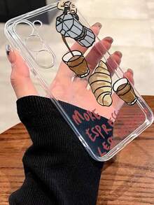 Coffee Croissant Painted Anti-Drop Transparent Minimalist Shockproof Phone Case Compatible With IPhone 17/17 Pro/17 Pro Max/16/15 XR/7/8/16 Pro Max/13/15 Pro Max/12 Pro Max/13 Pro Max/14 Pro Max, Galaxy, Redmi 10/9/Note 9/12C/Note 11 Pro/Note 8 Pro/9C/9A - Multicolor - View 4