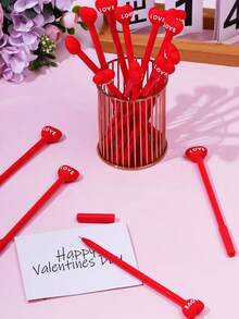 20支心形笔 情人节笔 中性笔 护士笔 可爱趣味笔 散装黑色墨水 适用于护士、女性、学生、教师、教室、办公室、学校用品（红色） - 紅色 - 查看 4