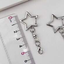 10个/3个五角星、龙虾扣、金属星形钥匙扣、星形弹簧扣、钥匙扣、金属旋转扣、弹簧登山扣钥匙扣、带链吊坠、连接器，适用于DIY钥匙扣、钥匙扣配件、派对钥匙扣礼品