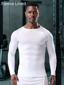 Thermal Lined High-Elastic Compression Sports Long Sleeve T-Shirt, Perfect For Running And Working Out, Outdoor Activities Such As Hunting, Skiing And Gym. Can Be Used As A Warm Base Layer Shirt For Cold Weather. - White - View 4