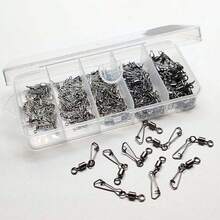 100Pcs/Box Fishing Connector Barrel Swivels Snap 10#-2# Rolling Swivel For Fishhook Link Fishing Lure Accessories