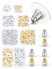 20/50/100pcs Bullet-Shaped Earring Backs, Bullet Clutch Earring Backs For Studs With Pad Rubber Earring Stoppers Pierced Safety Earring Pin Backs DIY Jewelry Making Supplies - Earring Backs - View 2