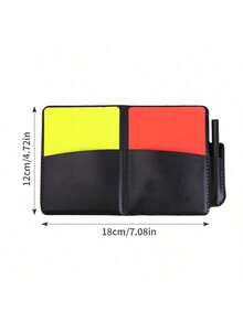 1pc Red & Yellow Football Referee Cards With Leather Case, Referee Supplies - Black - View 4