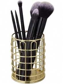 Nordischer Stil Goldener Stifthalter und Make-up Pinsel Organizer - tragbarer multifunktionaler Schreibtisch Aufbewahrung, kann Kosmetik und Büromaterial aufnehmen, elegantes Design, strapazierfähiges Material, kompakt & tragbar | ideal für Schreibtisch Dekoration Zuhause, Studierzimmer Organisation, auch ein tolles Geburtstagsgeschenk für Frauen und Teenager | minimalistisches Aussehen, wasserfeste Oberfläche, leicht zu reinigen, geeignet für Schlafzimmer, Büro oder Reisen, Raumdekoration - Verschiedenfarbig - Übersicht 6