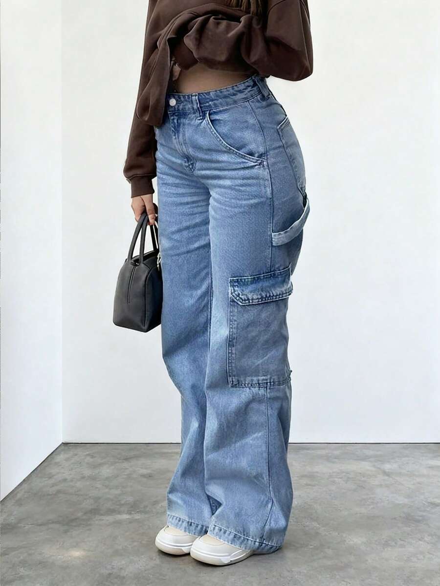 NVFelix Mẫu quần jeans ống đứng cạp cao dáng rộng mới năm 2026 dành cho nữ, phong cách đường phố Y2K thanh lịch, giản dị, phù hợp cho mùa xuân/hè.