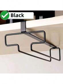 1个橱柜下酒杯架，厨房悬挂式金属玻璃杯收纳架，免钉玻璃杯整理架，黑色，节省空间，安装简便，防滑，适用于家庭、酒吧、厨房、咖啡馆、办公室和酒店，价格实惠