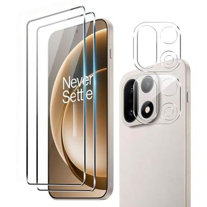 4pcs/Set High Definition Tempered Glass Screen Protector For Oenplus 15/13/12/13R, 9H Hardness 3D Curved Tempered Glass Screen Protector, High Clarity Camera Lens Protector