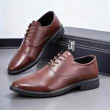 男士棕色系带正装皮鞋 - 适合婚礼、商务、毕业典礼及休闲场合的正式真皮正装鞋 - 棕色 - 查看 2