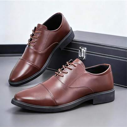 男士棕色系带正装皮鞋 - 适合婚礼、商务、毕业典礼及休闲场合的正式真皮正装鞋