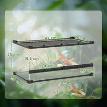 PawHut Glass Terrarium For Reptiles, Raised Floor, Waterproof, Button Lock - 1 - 查看 4