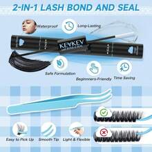 KEVKEV Lash Extension Kit 280pcs Volume Lash Clusters 100D Lash Clusters Kit 10-18mm Individual Lashes Kit With Lash Bond And Seal,Lash Tweezers Thick Lash Extension Kit DIY At Home(0.05D,100DD) - MàuA - Xem 4