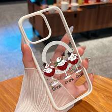 Funda para móvil con diseño de muñeco de nieve y cóctel. Compatible con teléfonos ,  17,  16 Pro Max,  15 Pro Max,  13 y  12. Fabricada en TPU, ofrece protección contra golpes y caídas. Un regalo ideal para familiares, amigos, seres queridos, parejas y para Navidad. - Blanco - Ver 2