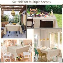 Faux Linen Tablecloth Rectangular - Wrinkle, Washable Rust - Proof Rectangle Table Cloth Kitchen Dining, Outdoor Picnic, Decorative Oblong Table Cover Everyday Use, Beige, 152x 213cm - 213 X 152 cm (Rectangular) + Beige - View 6