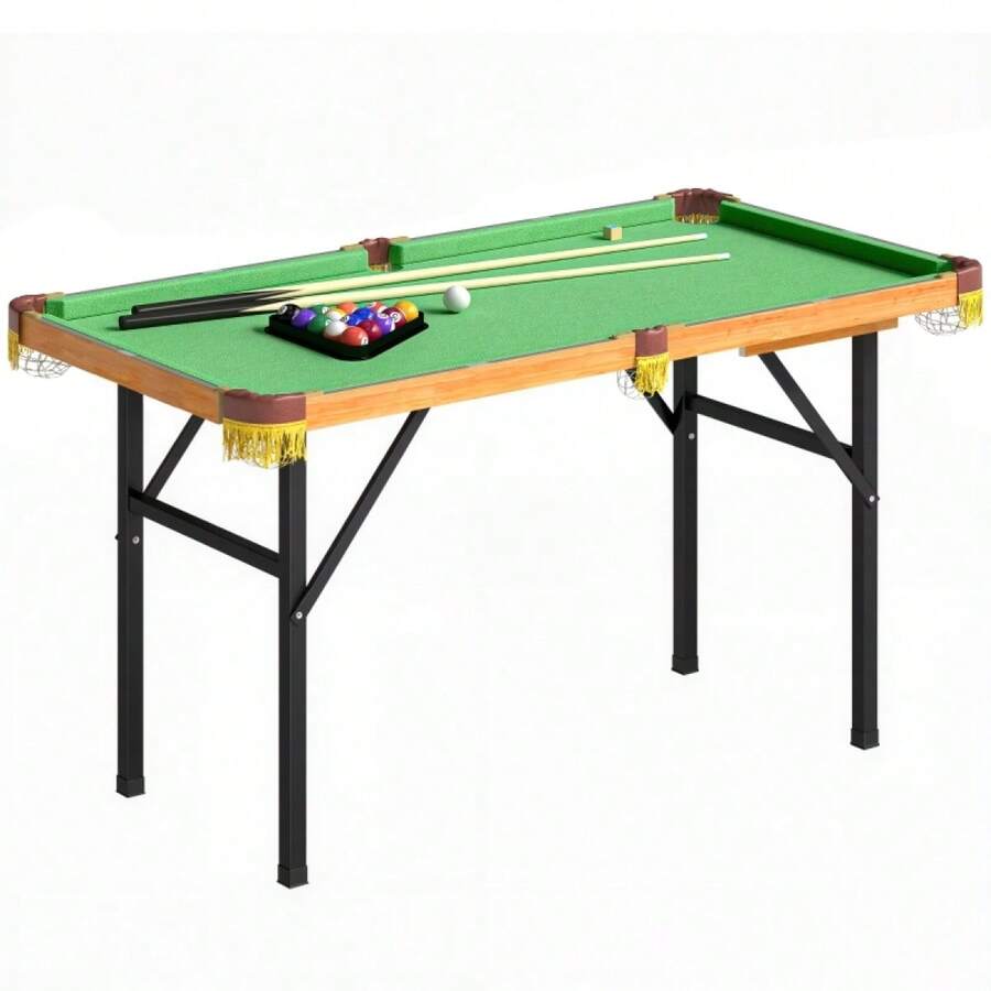 SPORTNOW Folding Pool Table, Billiard Table, 2 Cues, 16 Balls, Triangle, Brush, Green - 1 - View 1