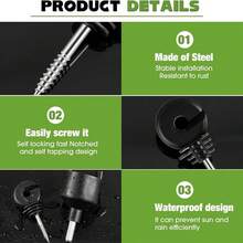 100Pcs Ring Insulators Electric Fencing Fence Screw In Free Spinner Tool - Black - View 7