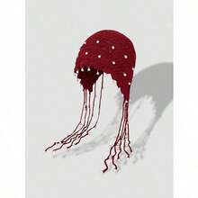 1pc Women's Handmade Crochet Hollow Out Beanie Hat, Lightweight Knitted Tassel Decor Cap, Fashion Headwear For Summer Sun Protection, Boho Style, Suitable For Mother And Daughter, Women Vacation, Halloween - Nhiều màu - Xem 5
