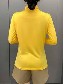 2024新款性感镂空保暖高领紧身长袖T恤，秋冬款