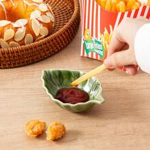 4/6个1.35盎司叶形陶瓷蘸酱碗，绿色叶子小碟，酱油碟，厨房装饰，迷你开胃菜碟，适用于盛放酱油、寿司、调味品和小吃 - 彩色 - 查看 5