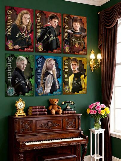 Harry Potter 7 صفحات ملصق هاري بوتر، سلسلة الأبدية، جماليات كلاسيكية لفيلم هاري بوتر والملصقات الجانبية للأفلام، صحيفة يومية، لوحة زخرفية لخلفية إطار الصور DIY، الممر، غرفة النوم، المكتب، ديكور جدران غرفة المعيشة [مرخص رسميًا]