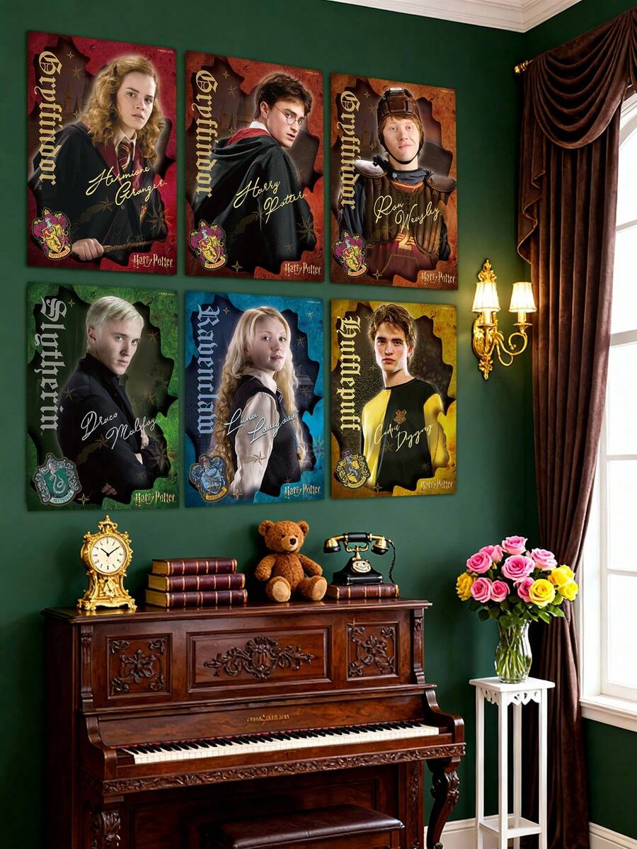 Harry Potter 7張海報「Wanted」系列,經典電影美學周邊電影海報,日報風格,適合DIY相框背景,走廊、臥室、辦公室、客廳牆面裝飾,返校季 - 彩色 - 查看 1