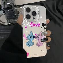 Miniso Disney Lilo & Stitch Phone Case, "Love" Themed Design With Stitch & Angel In Romantic Posefor IPhone 17/17 Pro/17 Pro Max/17 Air/16/15/14/13/12/11/X Series,Iphone 17 Pro Max Case,Iphone 17 Pro Case,Iphone 17 Case,Stocking Stuffers,The Girlfriend,The Chosen,Early Fall Fashion - Pink - View 7