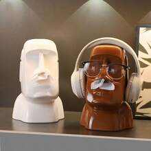 1个创意摩艾石像纸巾盒，高端装饰纸巾架，适用于客厅、茶几、餐桌、浴室纸巾架 - 摩艾石像紙巾盒 - 查看 2