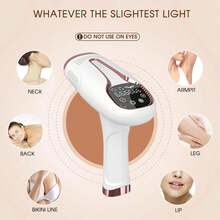 1台脉冲光激光脱毛仪，触控操作，5档亮度调节，999,990次闪光，电解脱毛，无痛永久脱毛，IPL激光脱毛，适用于女性比基尼部位、腿部和全身，家用脱毛 - 查看 10