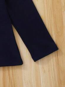 女童高领长袖纯色打底衫，藏蓝色，保暖百搭套头衫，适合春、秋、冬季穿着，儿童、幼儿及小学生适用 - 藍色 - 查看 4