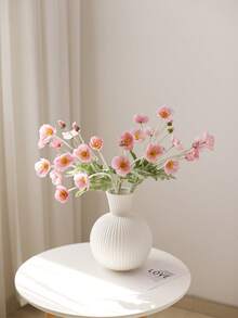 1件人造花家居装饰丝绸花毛绒杆人造花摆件花束派对装饰婚礼装饰餐厅餐桌人造花装饰人造花枝含铁丝可折叠 - 彩色 - 查看 5