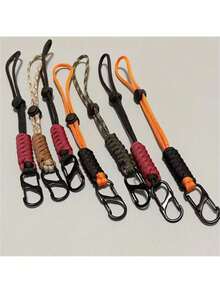 (4 Pieces Per Pack) Woven 24cm Umbrella Rope Keychain Zinc Alloy S-Shaped Mountaineering Buckle - Multicolor - View 1