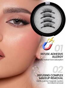 MAANGE 2/1 paire de faux cils magnétiques, faux cils magnétiques portables, look naturel, faux cils magnétiques améliorés, plus pratiques à porter et à retirer, essentiels pour les voyages d'été, les cadeaux de vacances, les vacances à la plage, les voyages de camping, le sac à dos en Europe - Demi-croix des yeux - Voir 4