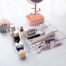 XZGB 8 Pack Clear Plastic Drawer Organizers  Storage Trays Non-Slip Storage Bins For Kitchen Utensil Silverware Cutlery Bathroom Office Desk Makeup Jewelry 9.2''*3''*2'' - 清除 - 查看 6