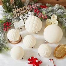 Large Velvet Christmas Ball Ornaments - 6 Inch Flocked Christmas Balls Shatterproof Drative Hanging Ornaments Set For Xmas Tree Holiday Wedding Party Dr (Cream, 2pcs), These Oversized Velvet Baubles Boast A Sumptuous, Soft Texture And Rich, Deep Hues, Adding Luxurious Warmth To Your Christmas Tree.  Their Full, Rounded Shape And Velvety Finish Make Them Stand Out As Elegant Focal Points, Elevating Your Festive Setup With Timeless Glamour.26616919,Fireplace Decoration ,New Year Decor ,Shatterproof - Đen và trắng - Xem 2