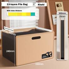 Expandable A4 File Folder 13 Layers Large Capacity Students Test Paper Storage Bag Portable File Bag Document Organizer For School Office
