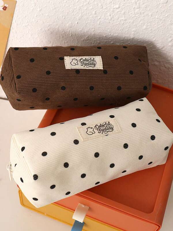 New Minimalist Korean Style Polka Dot Pencil Case, Ins High-Quality Large Capacity Stationery Bag, Niche Student Stationery Storage Pouch